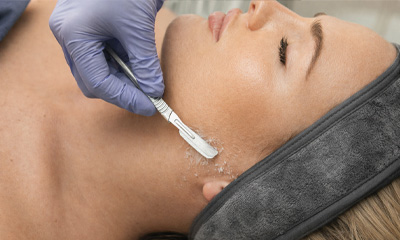 Comfortable patient for Dermaplane procedure