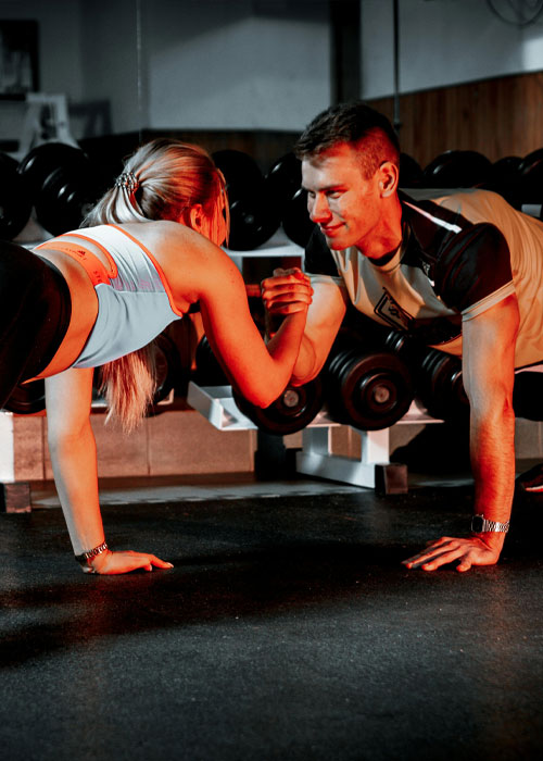 Couple doing pushups