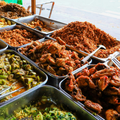 Buffet with food