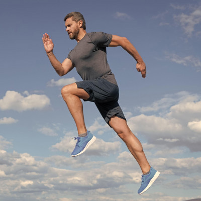 Man with energy jumping